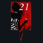 CAKE TOPPER Zebra 21st Birthday Diva - red<br><div class="desc">21e Birthday Zebra taart topperoogst</div>