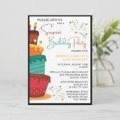 Cake Tower Verrassingsfeestje Uitnodigen Kaart (Staand voorkant)