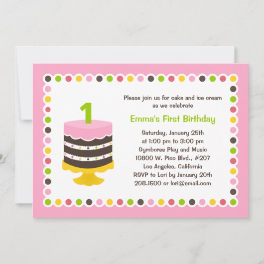 Cake - uitnodiging van de partij van Birthday (Voorkant)