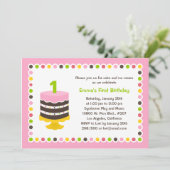 Cake - uitnodiging van de partij van Birthday (Staand voorkant)