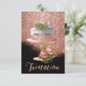 Cake Unicorn Pink Gold Crystals Silver Glitter Lux Kaart (Staand voorkant)