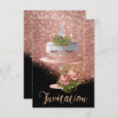 Cake Unicorn Pink Gold Crystals Silver Glitter Lux Kaart (Voorkant / Achterkant)