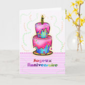 Cake van de Verjaardag van Anniversaire van Kaart (Gele Bloem)