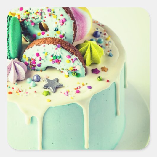 Cake Vierkante Sticker (Voorkant)