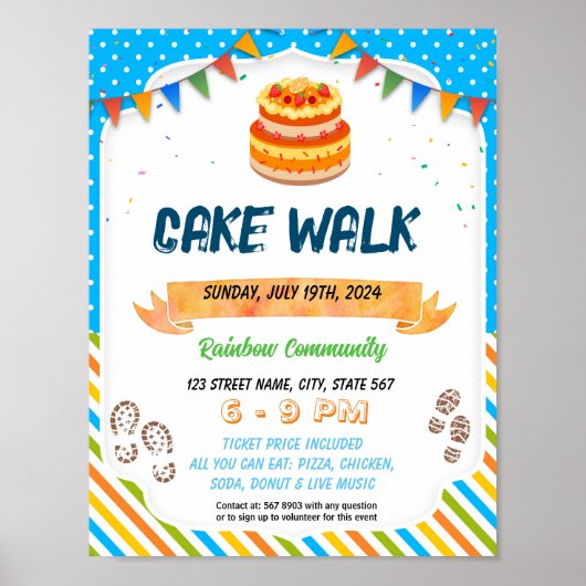 Cake walk musical cake sjabloon poster (Voorkant)