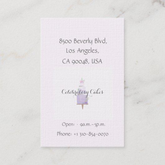 Cake water kleur Visitekaartje (Achterkant)