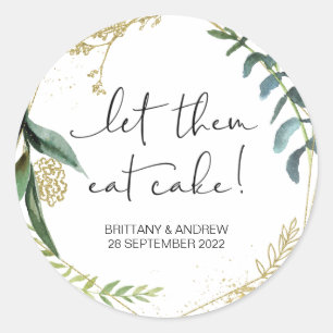 Cake Wedding Favor laat ze de Treat Doos eten Ronde Sticker