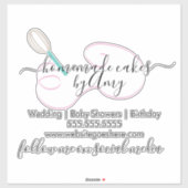 Cake Whisk Hand getrokken Logo Bakkerij Business C Sticker (Vel)