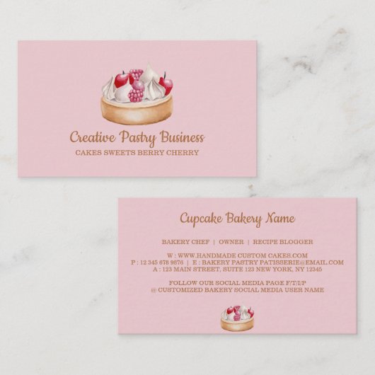 Cake whpped crème berry, zoete zoete vrucht visitekaartje (Voorkant / Achterkant)
