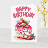 Cake Wishes Verjaardag Kaart en kleurplaat (Gele Bloem)