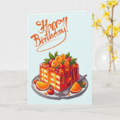 Cake Wishes Verjaardag Kaart en kleurplaat (Gele Bloem)