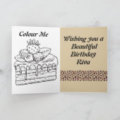 Cake Wishes Verjaardag Kaart en kleurplaat (Binnen)