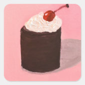  Cake with Cherry on Top Vierkante Sticker (Voorkant)