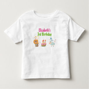 Cake with Party Lion and Balloon Sheep Birthday Kinder Shirts