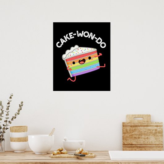 Cake-won-do Funny Taekwondo Cake Pun Dark BG Poster (Keuken)