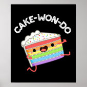 Cake-won-do Funny Taekwondo Cake Pun Dark BG Poster (Voorkant)
