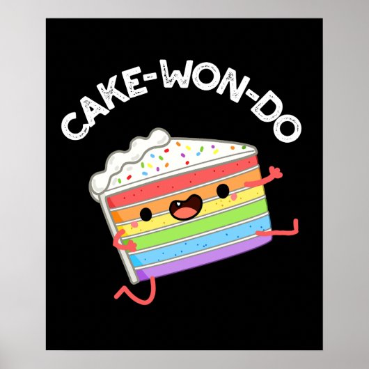 Cake-won-do Funny Taekwondo Cake Pun Dark BG Poster (Voorkant)