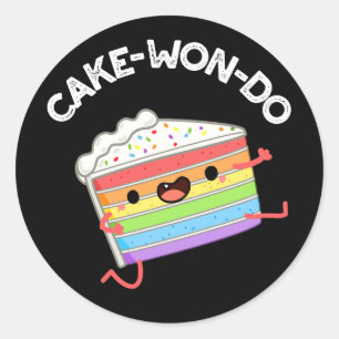 Cake-won-do Funny Taekwondo Cake Pun Dark BG Ronde Sticker