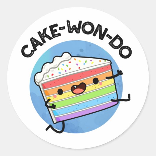 Cake-won-do Funny Taekwondo Cake Pun Ronde Sticker (Voorkant)