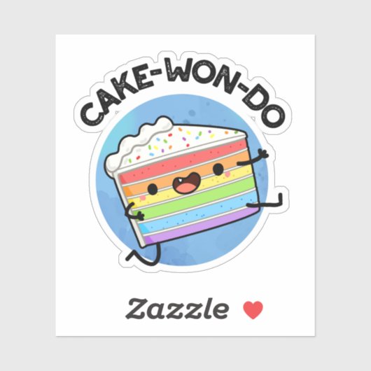 Cake-won-do Funny Taekwondo Cake Pun Sticker (Vel)