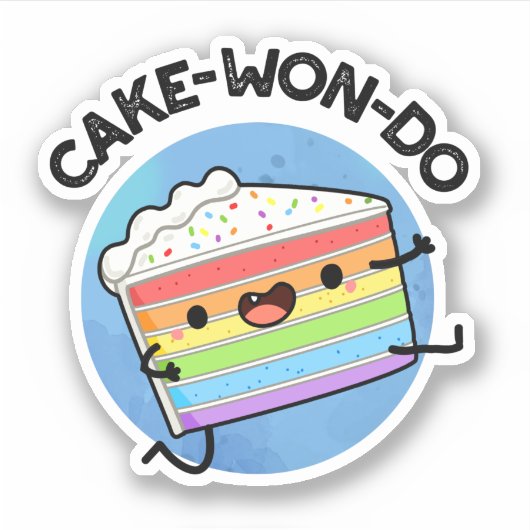 Cake-won-do Funny Taekwondo Cake Pun Sticker (Voorkant)