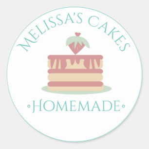 Cakelogo-stickers Thuisbakkery Aardbei Ronde Sticker