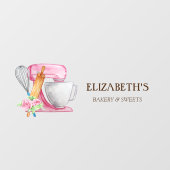 Cakemixer, garde, deegroller bakkerij bloemen raamsticker (Vel)