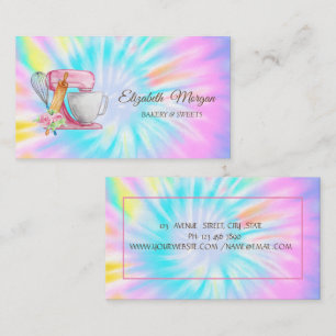 Cakemixer, garde, deegroller Bloemen Tie Dye Visitekaartje
