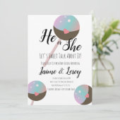 Cakepop Gender onthullen Uitnodiging (Staand voorkant)