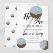 Cakepop Gender onthullen Uitnodiging (Voorkant / Achterkant)