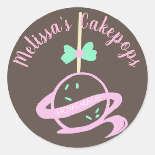 Cakepop Logo Banner Bow Zelfgemaakte Bakkerij Swir Ronde Sticker