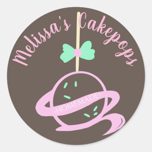 Cakepop Logo Banner Bow Zelfgemaakte Bakkerij Swir Ronde Sticker (Voorkant)