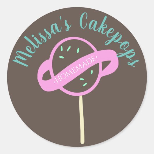 Cakepop Logo Banner Homemade Bakery Swirls Ronde Sticker (Voorkant)