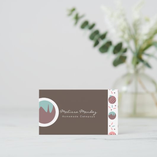 Cakepop Logo Sprinkles Pattern Bakery Visitekaartje (Staand voorkant)