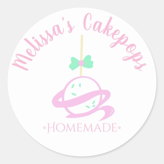 Cakepop Logo strooit zelfgemaakte bakkerij swirls Ronde Sticker (Voorkant)