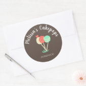 Cakepop met Sprinkles Logo Zelfgemaakte Bakkerij S Ronde Sticker (Envelop)