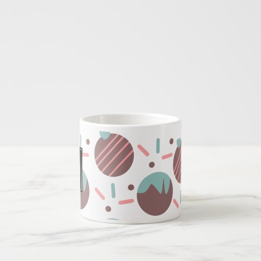 Cakepop Sprinkles Heart Confetti Pattern Monogram Espresso Kop (Voorkant)