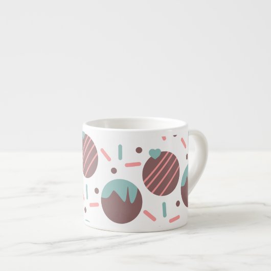 Cakepop Sprinkles Heart Confetti Pattern Monogram Espresso Kop (Voorkant rechts)