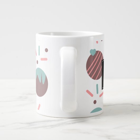 Cakepop Sprinkles Heart Confetti Pattern Monogram Grote Koffiekop (Achterkant)