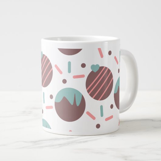 Cakepop Sprinkles Heart Confetti Pattern Monogram Grote Koffiekop (Voorkant rechts)
