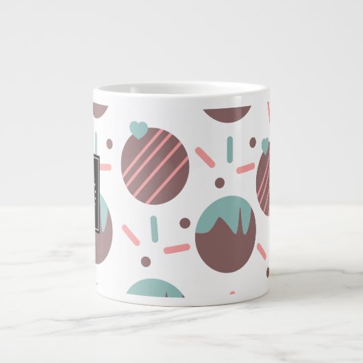 Cakepop Sprinkles Heart Confetti Pattern Monogram Grote Koffiekop (Voorkant)