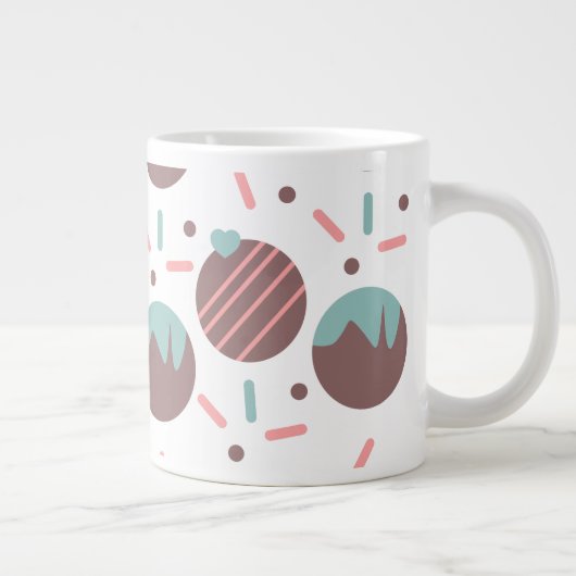 Cakepop Sprinkles Heart Confetti Pattern Monogram Grote Koffiekop (Rechts)