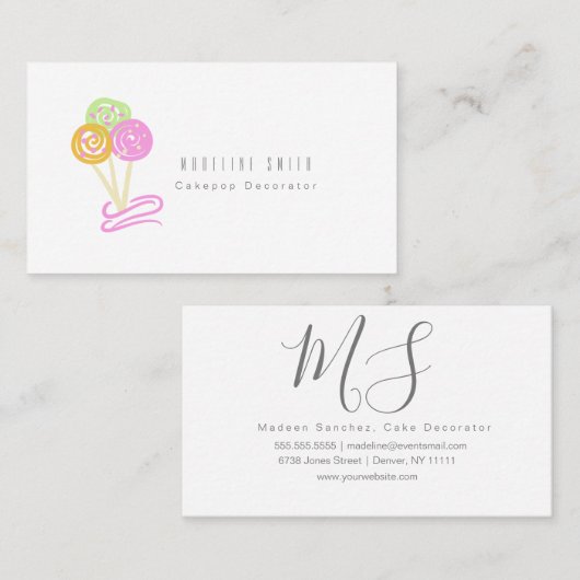 Cakepops Cookie Baking Cake Decorator Swirls Visitekaartje (Voorkant / Achterkant)