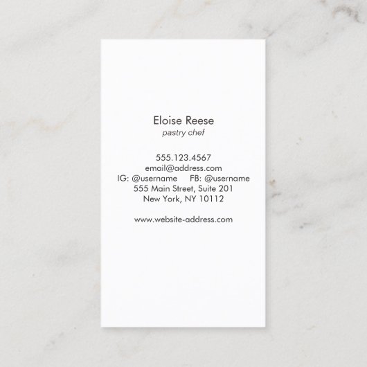 Cakepops Pastry Chef Catering Visitekaartje (Achterkant)