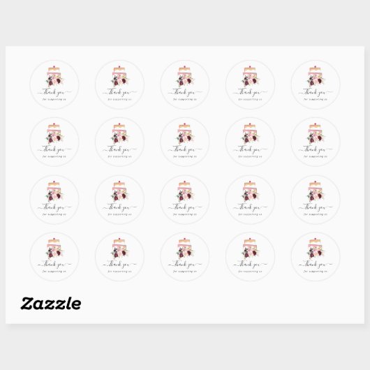 Cakery aquarel bloesem ronde sticker (Vel)