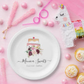 Cakery Business Waterkleur Bloemen Papieren Bordje (Feest)