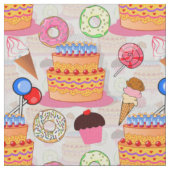Cakes Cupcakes Lollipop Donuts Icecream Textiel Stof (Close Up)