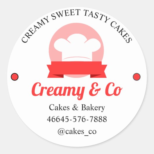 Cakes Custom Bakkerij Label Sticker (Voorkant)