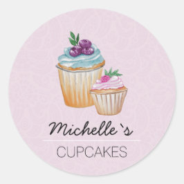 Cakes en Waterverf van vruchten Ronde Sticker
