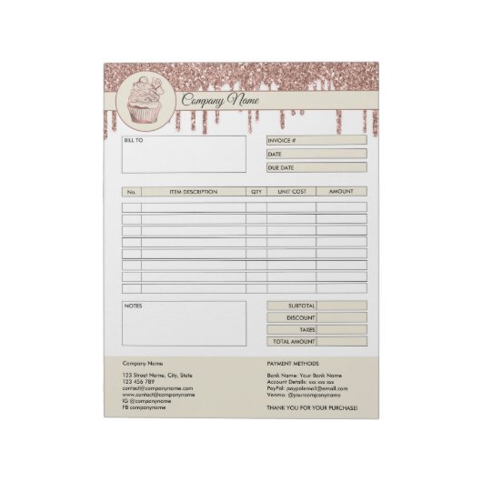 Cakes Factuur Formulier Bedrijfs Offerte Notitieblok (Linkerzijde)